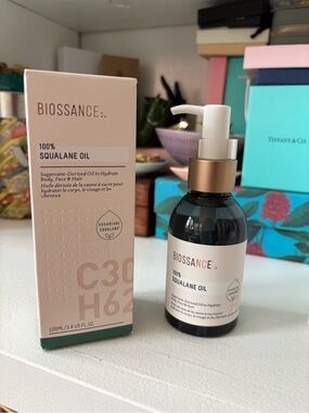 Biossance 100% Squalane Oil in Soft Pink and Gold Accents